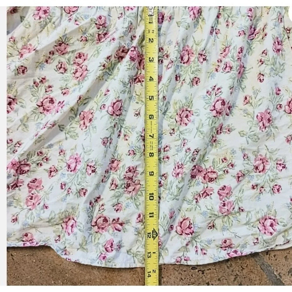 Eddie Bauer Bedskirt & Pillowcase FULL Beige Floral Rose Cotton Romantic Cottage